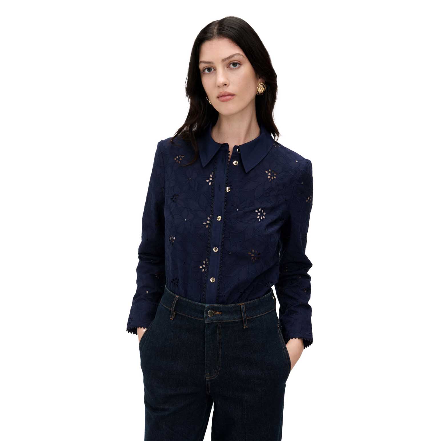 Veronika Maine Cotton Floral Broderie Shirt